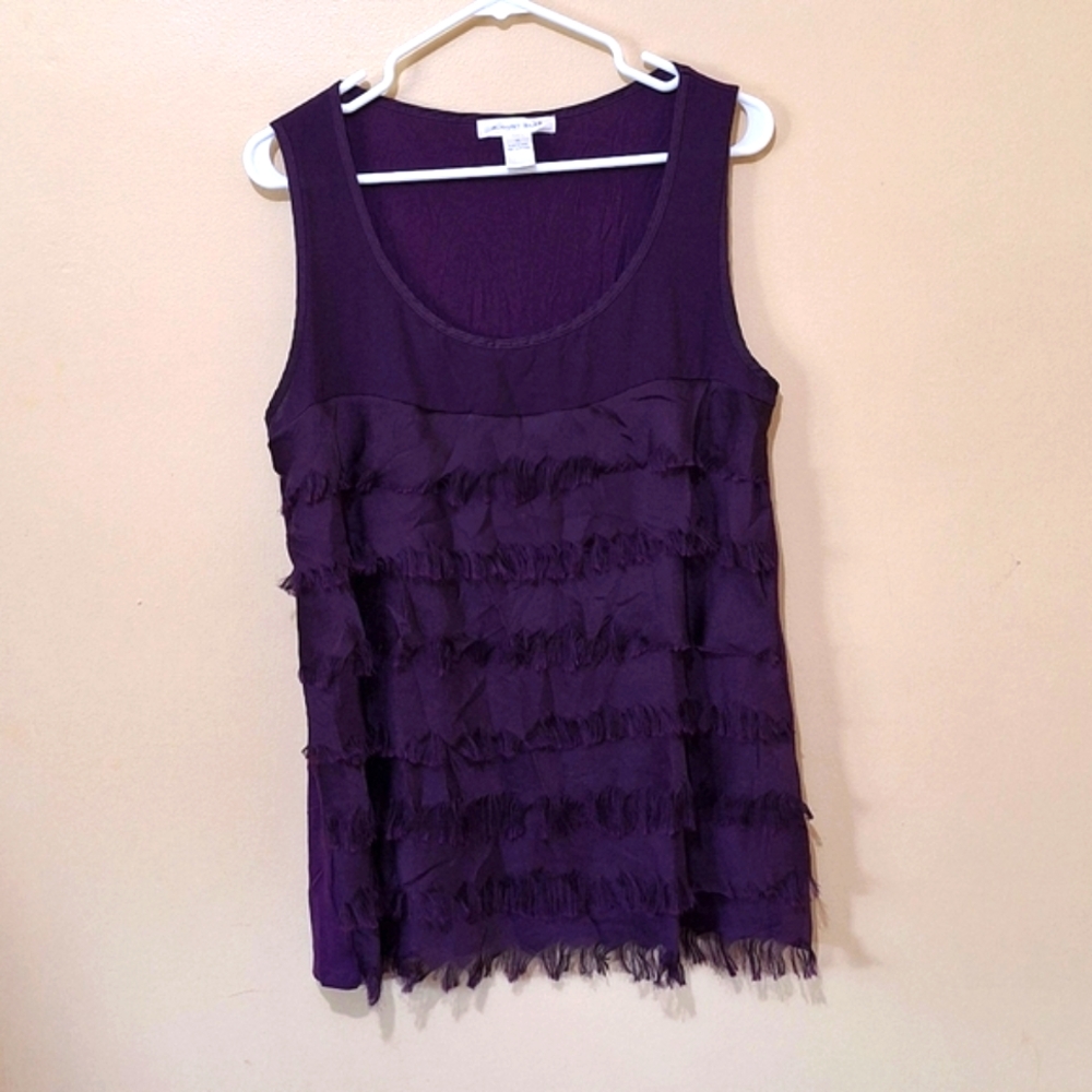 August Silk Purpke Tank Top With Frayed Edges